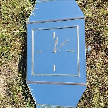 Vintage 1990s Giant Watch-Shaped Mirror Clock - Your Home's New Timekeeper!