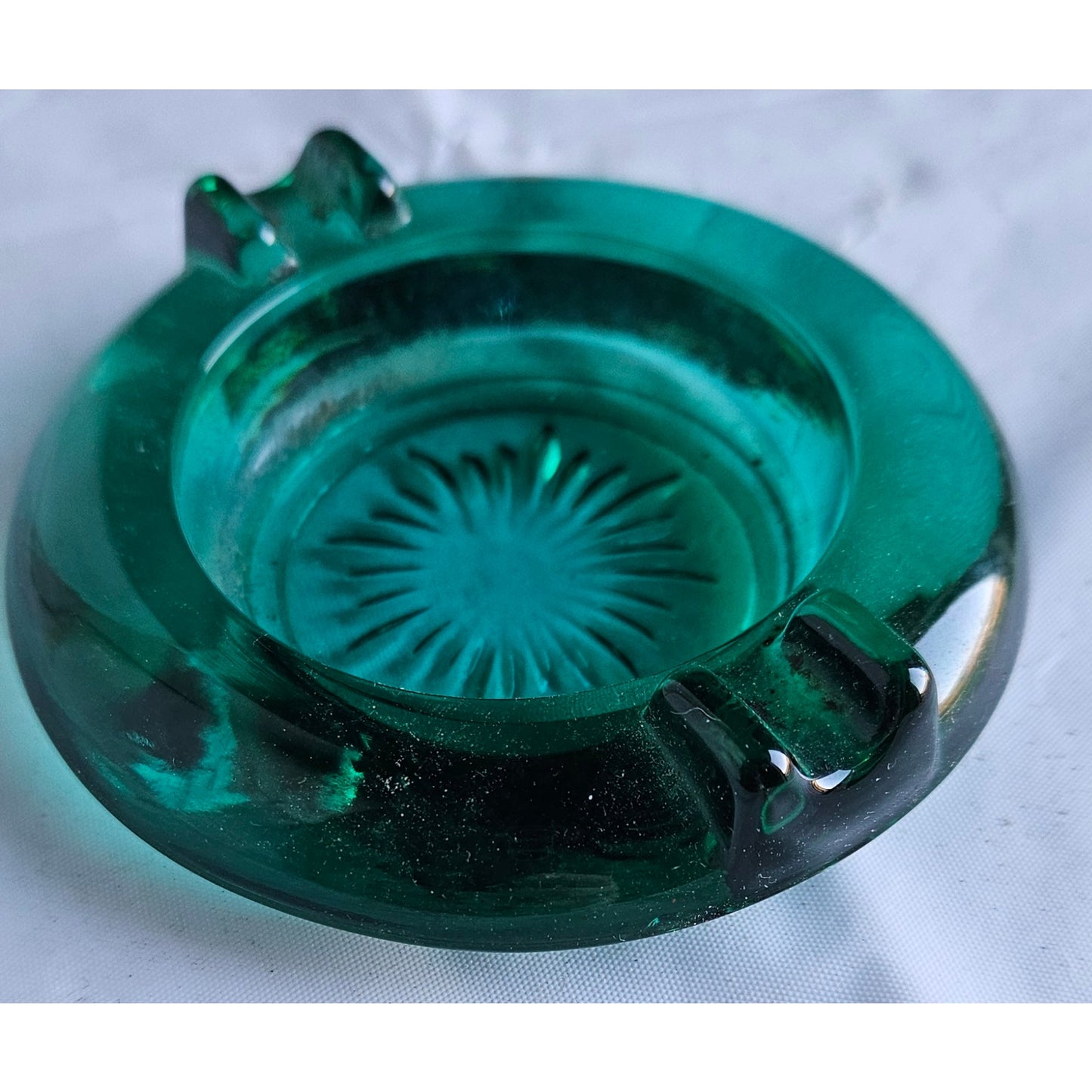 Emerald Green Glass Ashtray - Smokin' Hot!