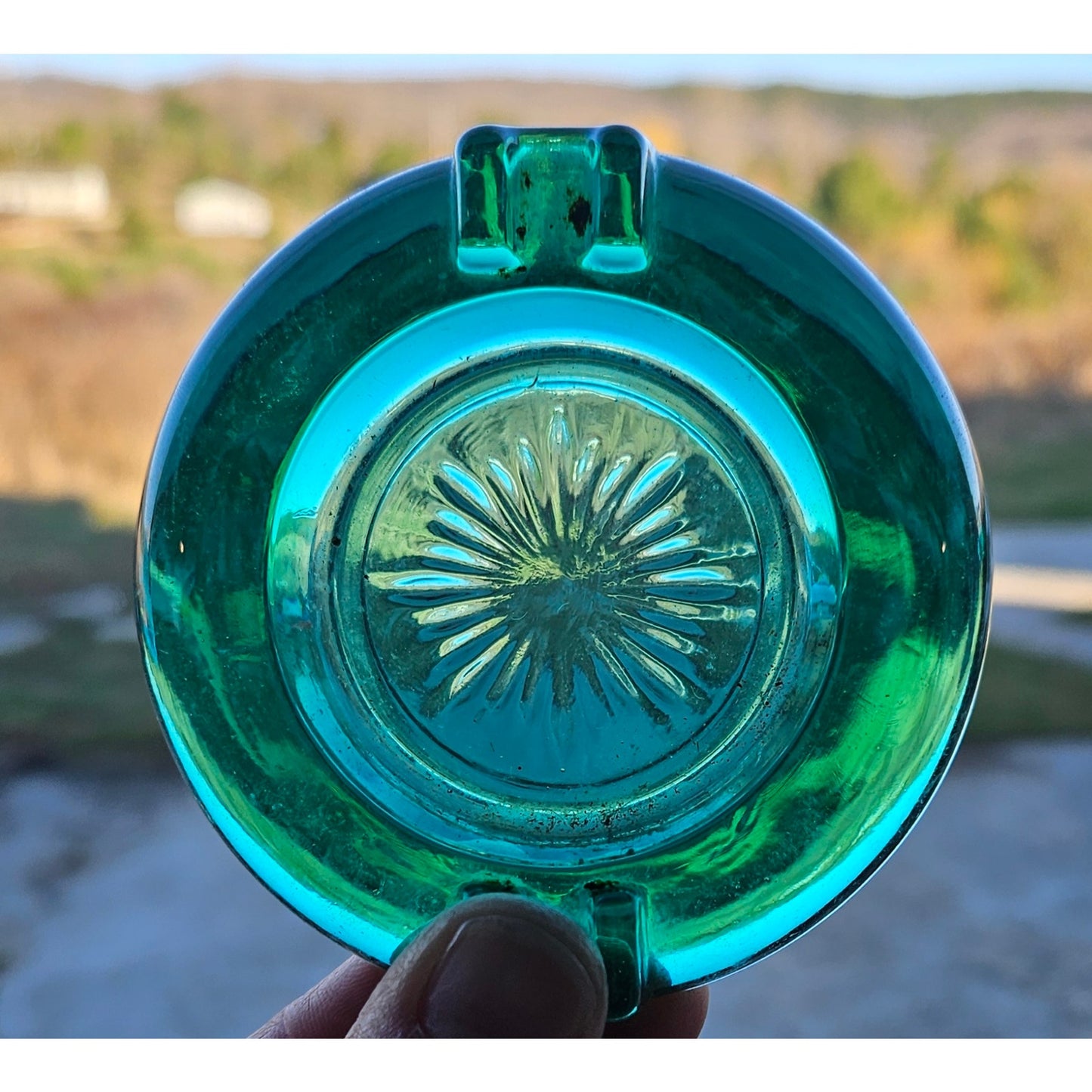 Emerald Green Glass Ashtray - Smokin' Hot!